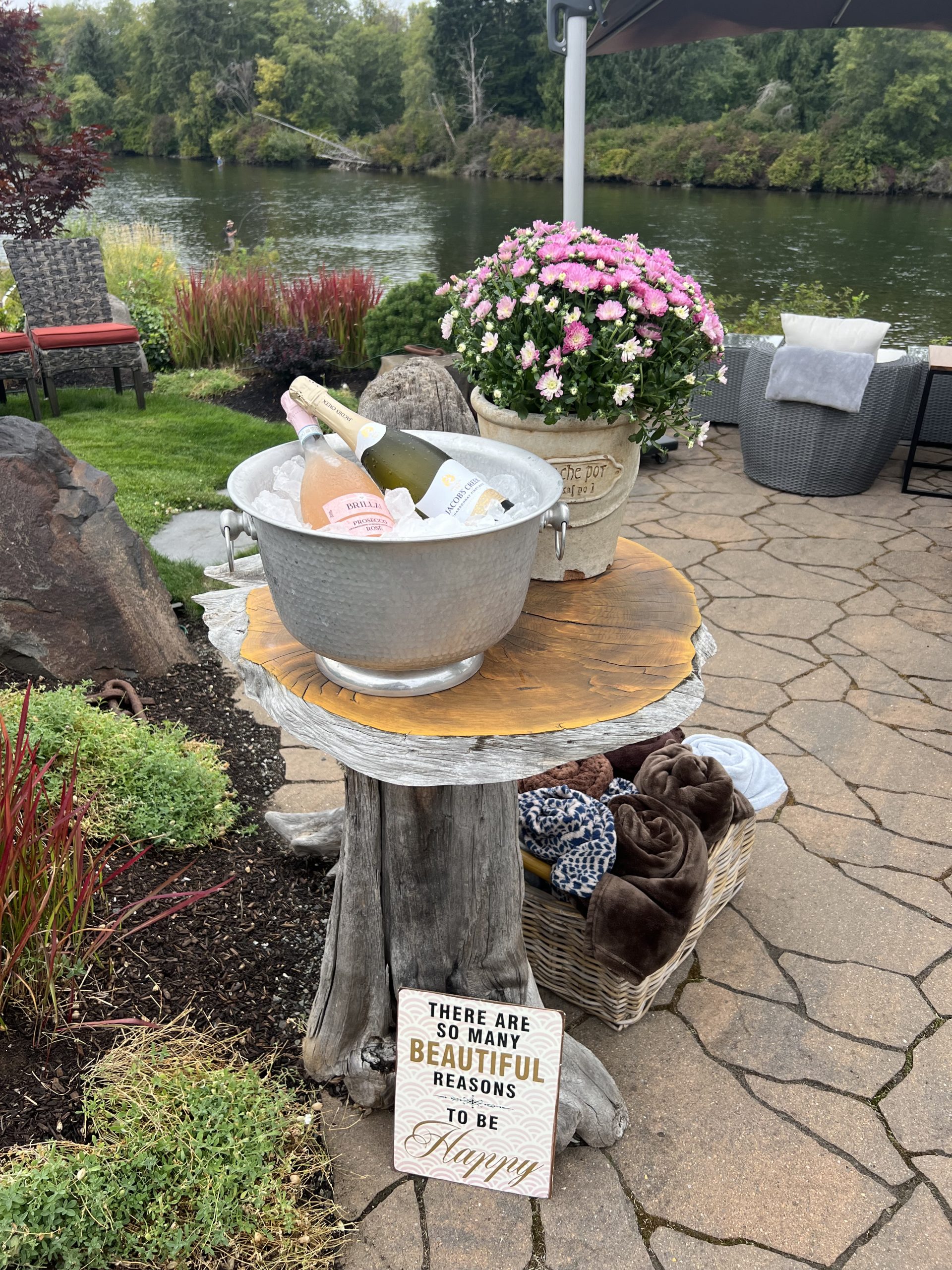 Sparkling wine riverside paddle and pedicure